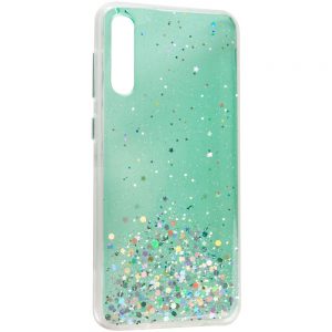 Cиликоновый чехол с блестками Shine Glitter для Samsung Galaxy A50 / A30s 2019 – Прозрачный / Мятный