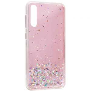 Cиликоновый чехол с блестками Shine Glitter для Samsung Galaxy A50 / A30s 2019 – Прозрачный / Розовый
