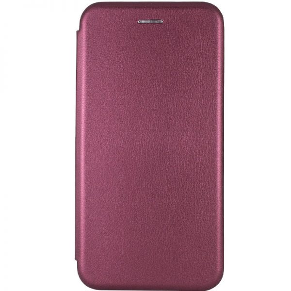 Кожаный чехол-книжка 360 с визитницей для Samsung Galaxy A12 / M12 – Бордовый