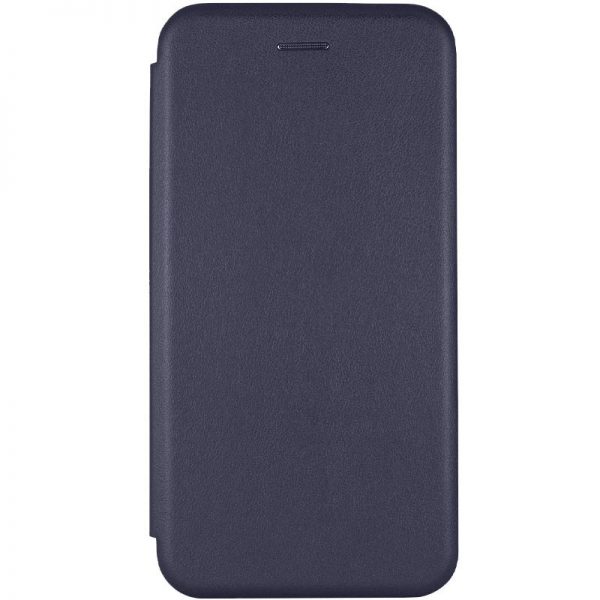 Кожаный чехол-книжка 360 с визитницей для Xiaomi Redmi Note 8 – Темно-синий