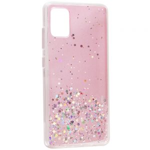 Cиликоновый чехол с блестками Shine Glitter для Samsung Galaxy A51 – Прозрачный / Розовый