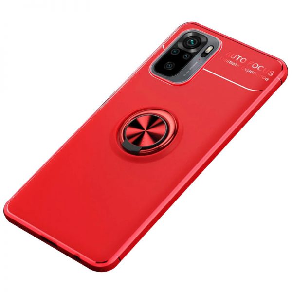 Cиликоновый чехол Deen ColorRing с креплением под магнитный держатель для Xiaomi Redmi Note 10 / Note 10s / Poco M5s – Красный