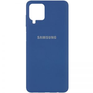 Оригинальный чехол Silicone Cover 360 с микрофиброй для Samsung Galaxy A12 / M12 – Синий / Navy Blue