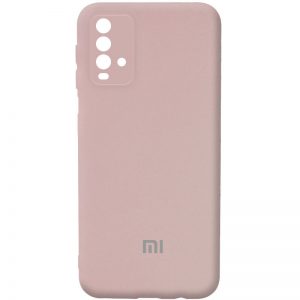 Чехол Silicone Cover с микрофиброй и защитой камеры для Xiaomi Redmi 9T – Розовый  / Pink Sand