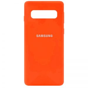 Оригинальный чехол Silicone Cover 360 с микрофиброй для Samsung Galaxy S10 Plus (G975) – Оранжевый / Neon Orange