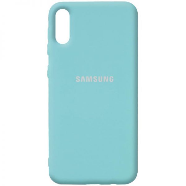 Оригинальный чехол Silicone Cover 360 с микрофиброй для Samsung Galaxy A02 – Бирюзовый / Ice Blue