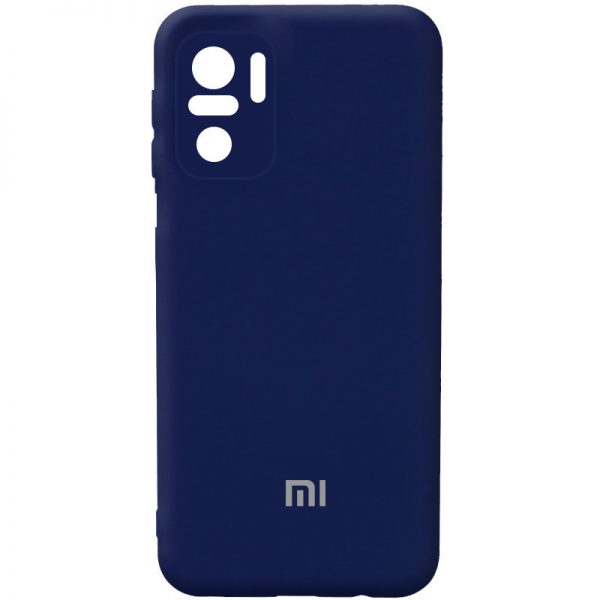 Чехол Silicone Cover с микрофиброй и защитой камеры для Xiaomi Redmi Note 10 / Note 10s / Poco M5s – Темно-синий / Midnight blue