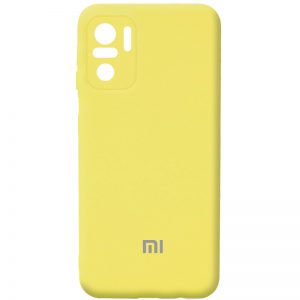 Чехол Silicone Cover с микрофиброй и защитой камеры для Xiaomi Redmi Note 10 / Note 10s / Poco M5s – Желтый / Yellow