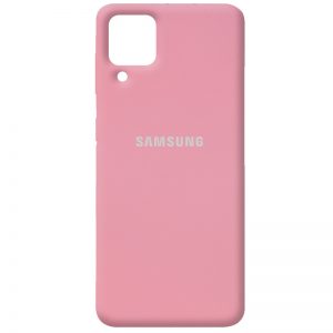 Оригинальный чехол Silicone Cover 360 с микрофиброй для Samsung Galaxy A12 / M12 – Розовый / Pink