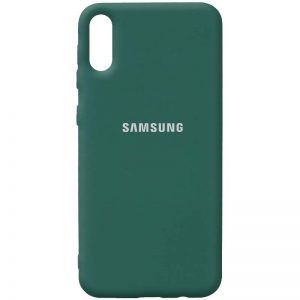 Оригинальный чехол Silicone Cover 360 с микрофиброй для Samsung Galaxy A02 – Зеленый / Pine green