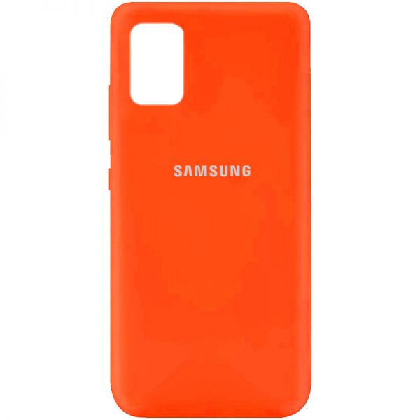Оригинальный чехол Silicone Cover 360 с микрофиброй для Samsung Galaxy A71 – Оранжевый / Neon Orange