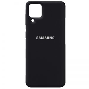 Оригинальный чехол Silicone Cover 360 с микрофиброй для Samsung Galaxy A12 / M12 – Черный / Black