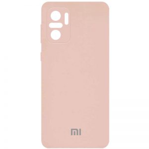 Чехол Silicone Cover с микрофиброй и защитой камеры для Xiaomi Redmi Note 10 / Note 10s / Poco M5s – Розовый / Pudra