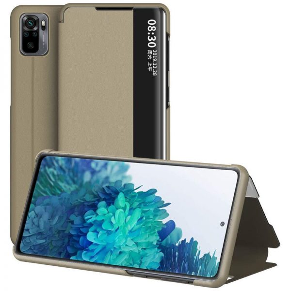 Умный чехол-книжка Smart View Cover для Xiaomi Redmi Note 10 / Note 10s / Poco M5s – Золотой