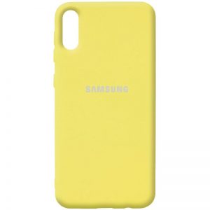 Оригинальный чехол Silicone Cover 360 с микрофиброй для Samsung Galaxy A02 – Желтый / Yellow