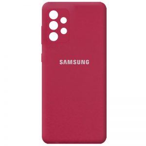 Чехол Silicone Cover с микрофиброй и защитой камеры для Samsung Galaxy A32 – Красный / Rose Red