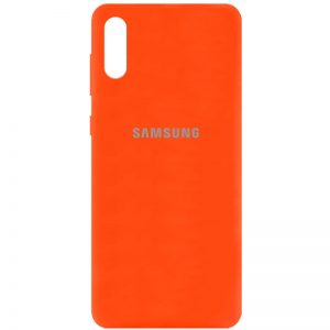 Оригинальный чехол Silicone Cover 360 с микрофиброй для Samsung Galaxy A02 – Оранжевый / Neon Orange
