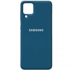 Оригинальный чехол Silicone Cover 360 с микрофиброй для Samsung Galaxy A12 / M12 – Синий / Cosmos Blue