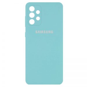 Чехол Silicone Cover с микрофиброй и защитой камеры для Samsung Galaxy A32 – Бирюзовый / Ice Blue