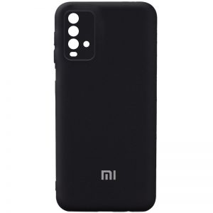 Чехол Silicone Cover с микрофиброй и защитой камеры для Xiaomi Redmi 9T – Черный / Black