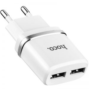 Сетевое зарядное устройство Hoco C12 Dual USB Charger 2USB / 2.4A – White