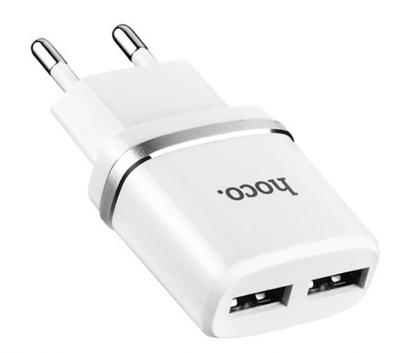 Сетевое зарядное устройство Hoco C12 Dual USB Charger 2USB / 2.4A – White