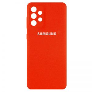 Чехол Silicone Cover с микрофиброй и защитой камеры для Samsung Galaxy A32 – Оранжевый / Neon Orange