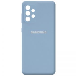 Чехол Silicone Cover с микрофиброй и защитой камеры для Samsung Galaxy A32 – Голубой / Lilac Blue