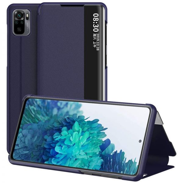 Умный чехол-книжка Smart View Cover для Xiaomi Redmi Note 10 / Note 10s / Poco M5s – Синий