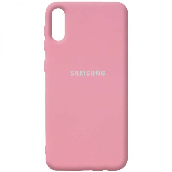 Оригинальный чехол Silicone Cover 360 с микрофиброй для Samsung Galaxy A02 – Розовый / Pink