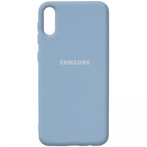 Оригинальный чехол Silicone Cover 360 с микрофиброй для Samsung Galaxy A02 – Голубой / Lilac Blue