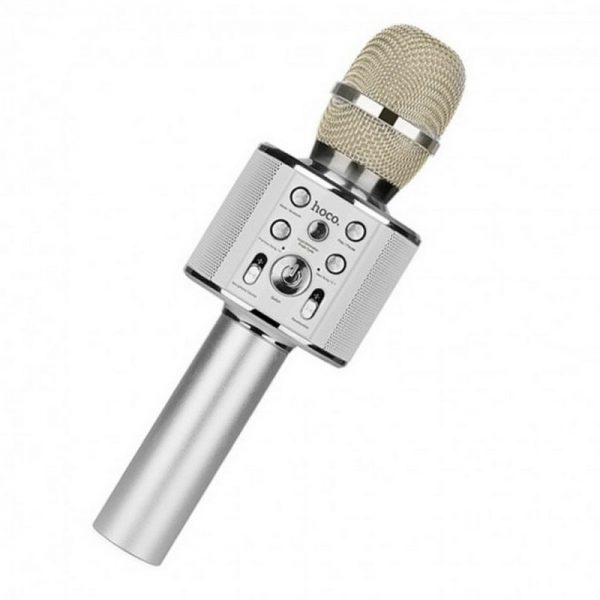 Караоке микрофон-колонка Hoco BK3 Cool Sound – Silver