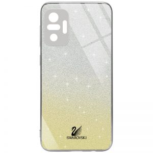 Чохол TPU+Glass Swarovski Full для Xiaomi Redmi Note 10 Pro Золотий