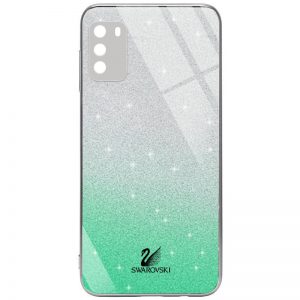 Чохол TPU+Glass Swarovski Full для Xiaomi Poco M3 Бірюзовий