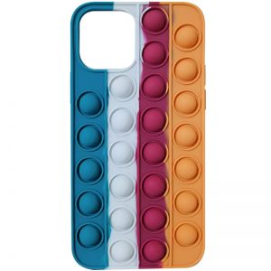 Силиконовый 3D чехол-антистресс Pop it Bubble для Iphone 12 Pro / 12 – Cosmos blue / Orange