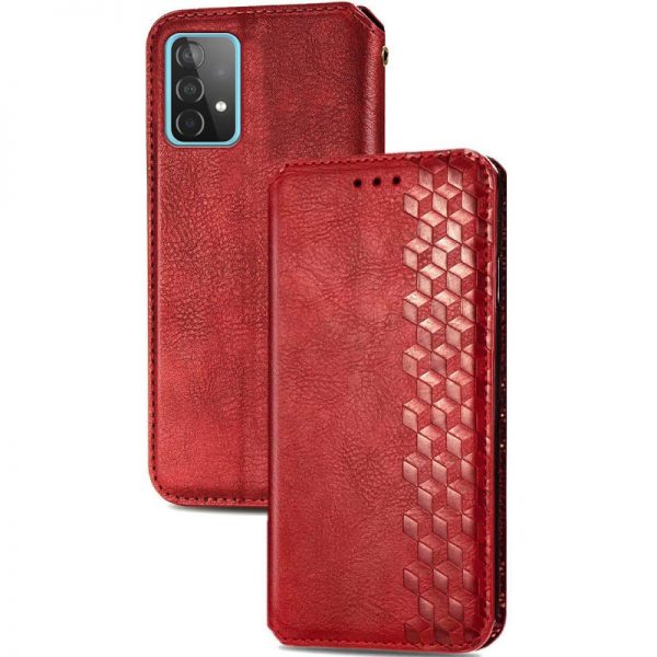 Кожаный чехол-книжка GETMAN Cubic для Samsung Galaxy A32 – Красный