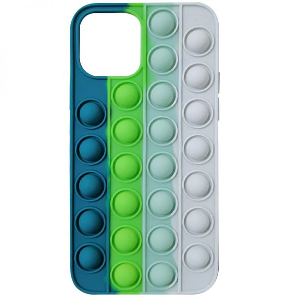 Силиконовый 3D чехол-антистресс Pop it Bubble для Iphone 12 Pro / 12 – Cosmos blue / White