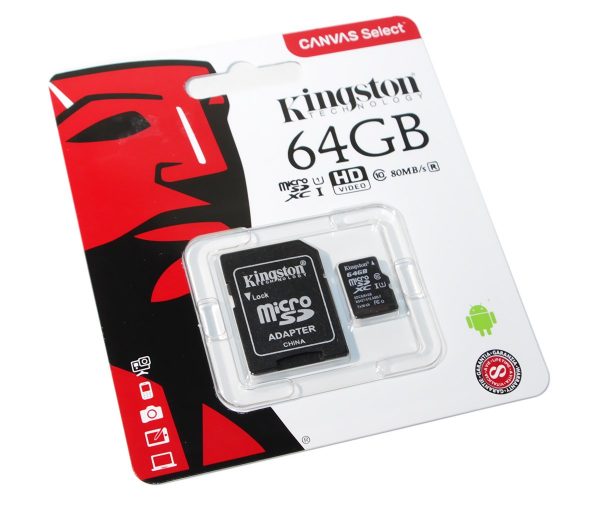 Карта памяти Kingston Micro SD 64GB Class HC-I 10 80 MB/S – Black