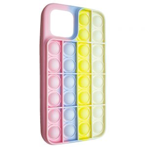 Силиконовый 3D чехол-антистресс Pop it Bubble для Iphone 11 Pro – Pink / White