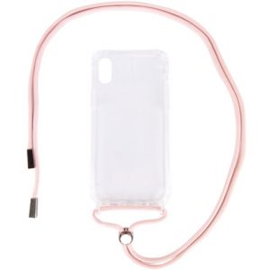 Чехол Crossbody Transparent со шнурком для Iphone XS Max – Пудровый