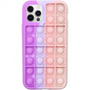 Силиконовый 3D чехол-антистресс Pop it Bubble для Iphone 12 Pro / 12 – Purple / Pink