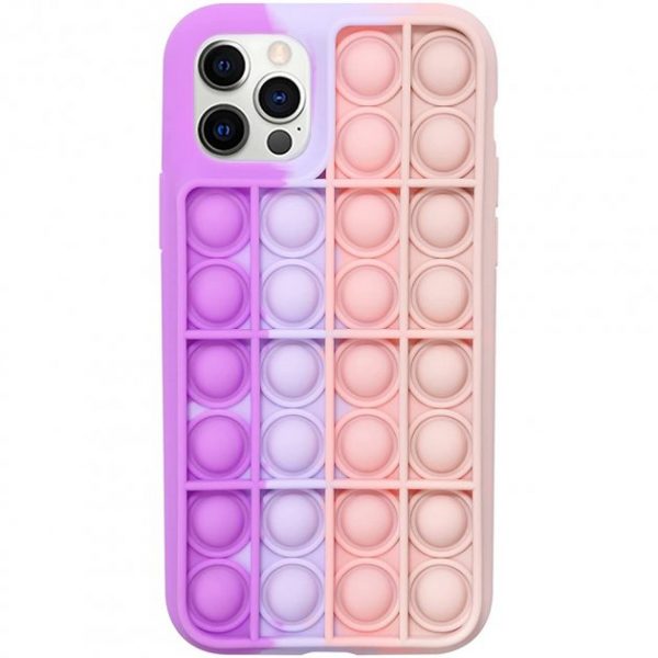 Силиконовый 3D чехол-антистресс Pop it Bubble для Iphone 12 Pro / 12 – Purple / Pink