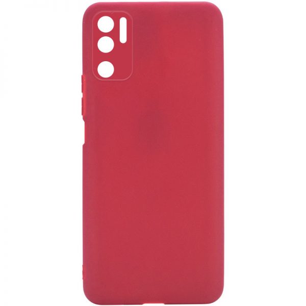Матовый силиконовый чехол с защитой камеры для Xiaomi Redmi Note 10 5G / Poco M3 Pro – Красный / Camellia
