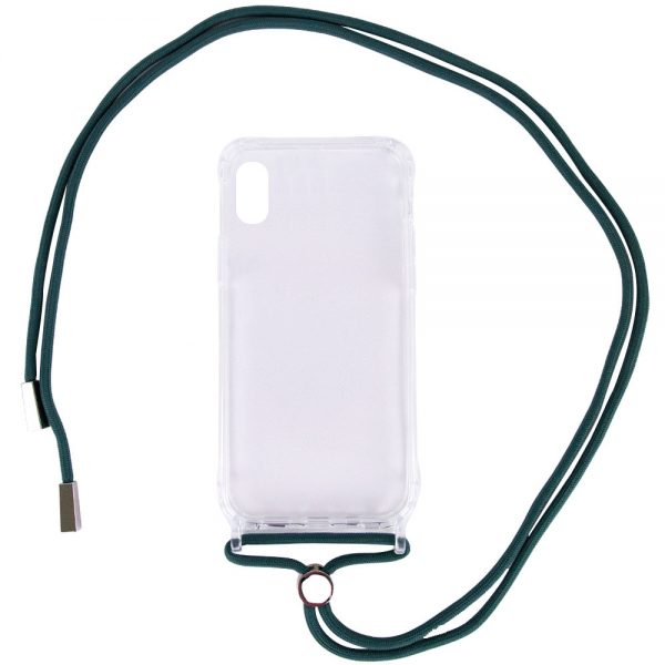 Чохол Crossbody Transparent зі шнурком для Iphone XR Зелений / Forest green