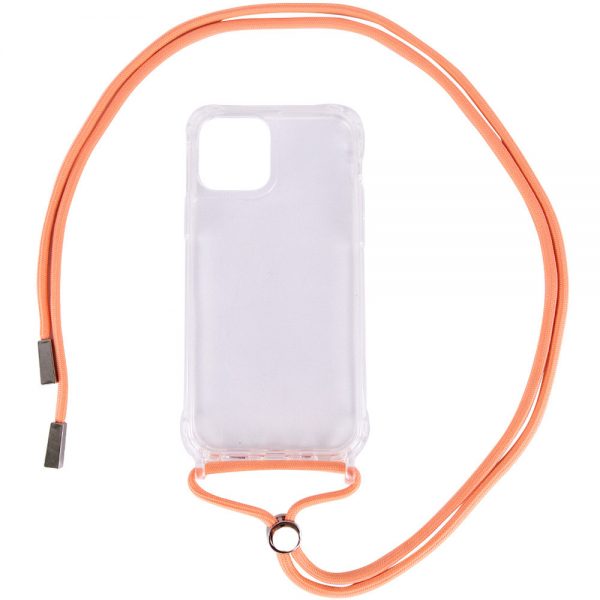 Чохол Crossbody Transparent зі шнурком для Iphone 11 Pro Max Персиковий