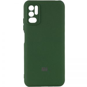 Чехол Silicone Cover с защитой камеры для Xiaomi Redmi Note 10 5G / Poco M3 Pro – Зеленый / Dark green