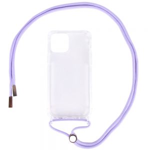 Чехол Crossbody Transparent со шнурком для Iphone 12 Pro / 12 – Сиреневый