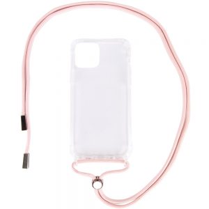 Чехол Crossbody Transparent со шнурком для Iphone 12 Pro Max – Пудровый