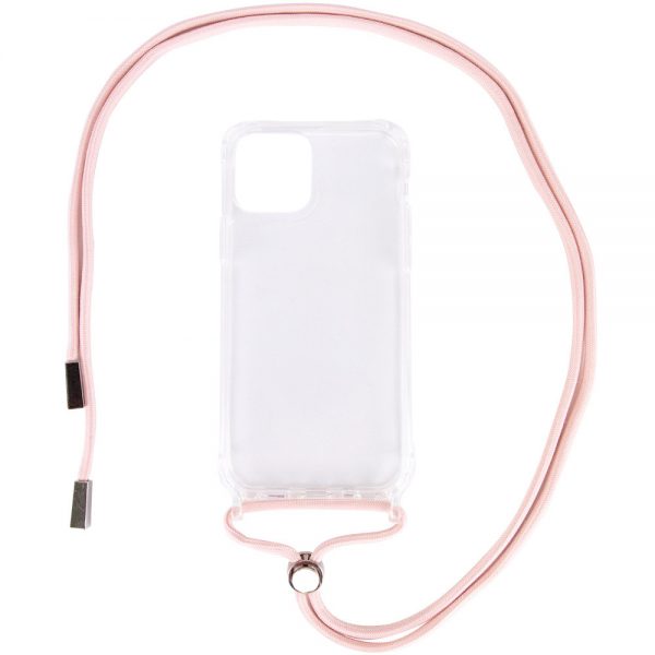 Чохол Crossbody Transparent зі шнурком для Iphone 12 Pro Max Пудровий