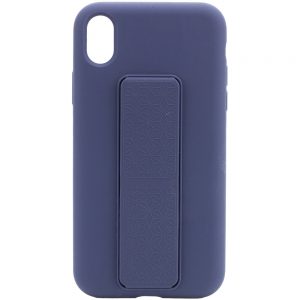 Чехол Silicone Case Hand Holder с микрофиброй для Iphone X / XS – Темно-синий / Midnight blue